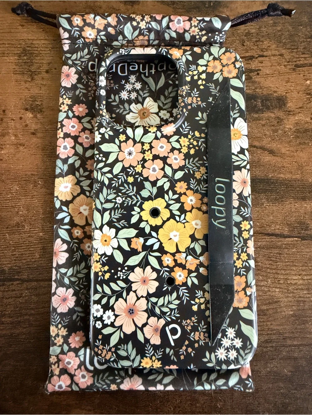 Loopy Case Floral Phone Case in Black with Pastel Flowers